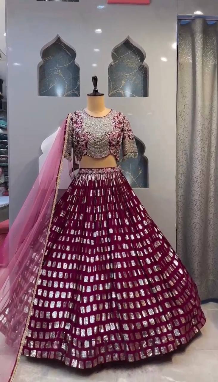 Awesome Georgette Sequence Embroidered Work Lehenga Choli