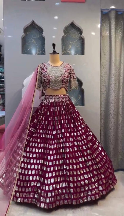 Awesome Georgette Sequence Embroidered Work Lehenga Choli