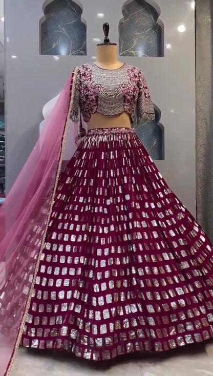 Awesome Georgette Sequence Embroidered Work Lehenga Choli