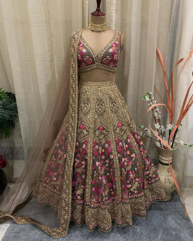 Onion Color Georgette Party Wear Lehenga For Women