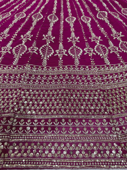 Magenta Rani Color Lehenga Choli For Women