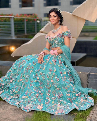 Sky Blue color georgette Lehenga For Women