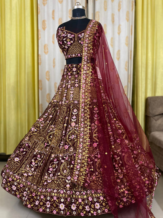 Maroon georgette Lehenga For Women