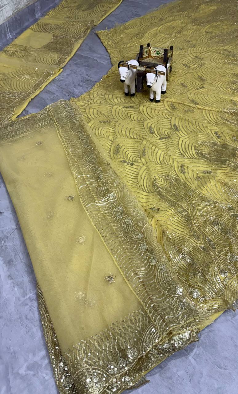 Premium Soft Net Embroidered Lehenga with Cancan