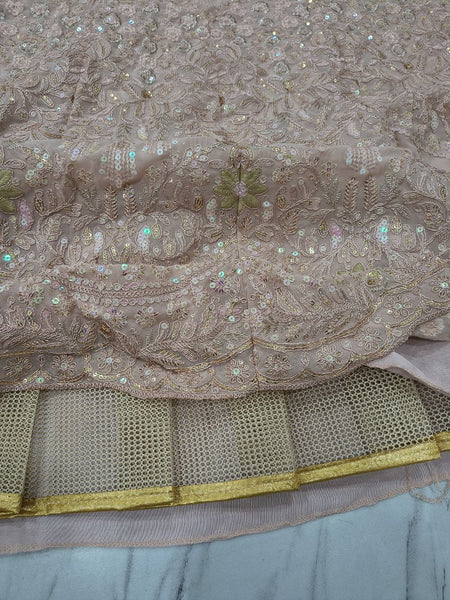 Premium Pink Faux Georgette Lehenga Choli with Heavy Sequins & Dori Embroidery | Wedding & Party Wear