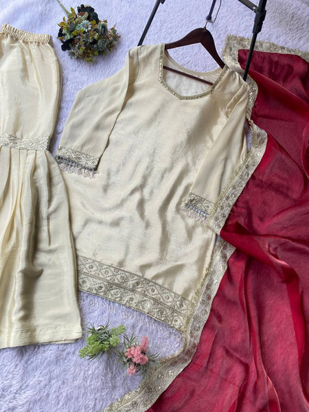 Exquisite Chinon Sharara Suit Set