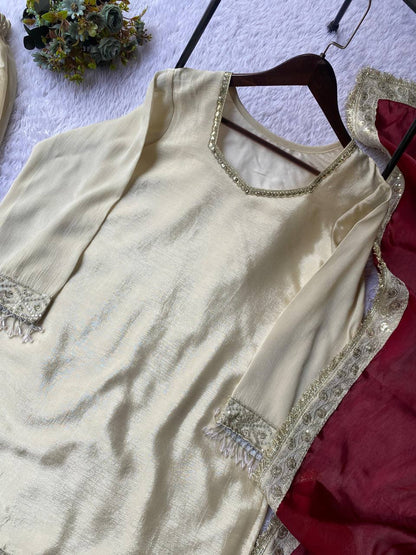 Exquisite Chinon Sharara Suit Set