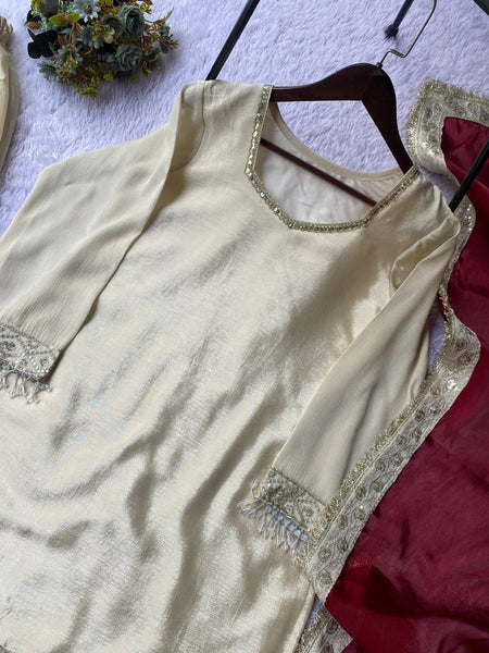 Exquisite Chinon Sharara Suit Set