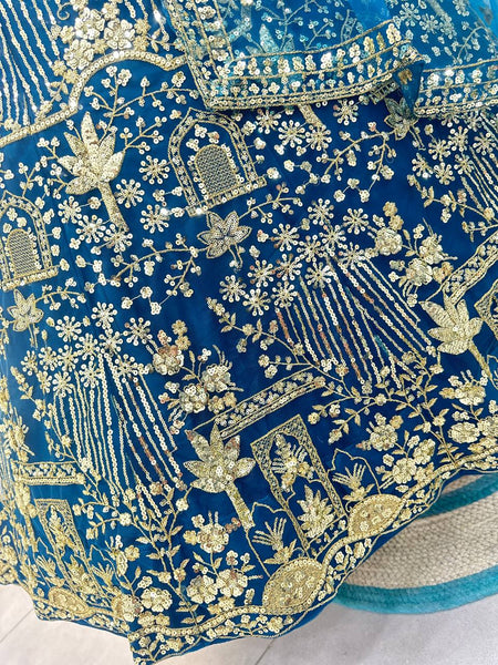 Elegant Sequins & Coding Embroidered Butterfly Net Lehenga Choli Set