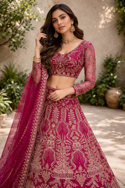 Premium Soft Net Sequins Coding Work Lehenga Choli Set with Dupatta
