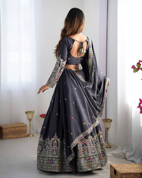 Wedding Wear Crape Silk Sequence Lehenga Choli