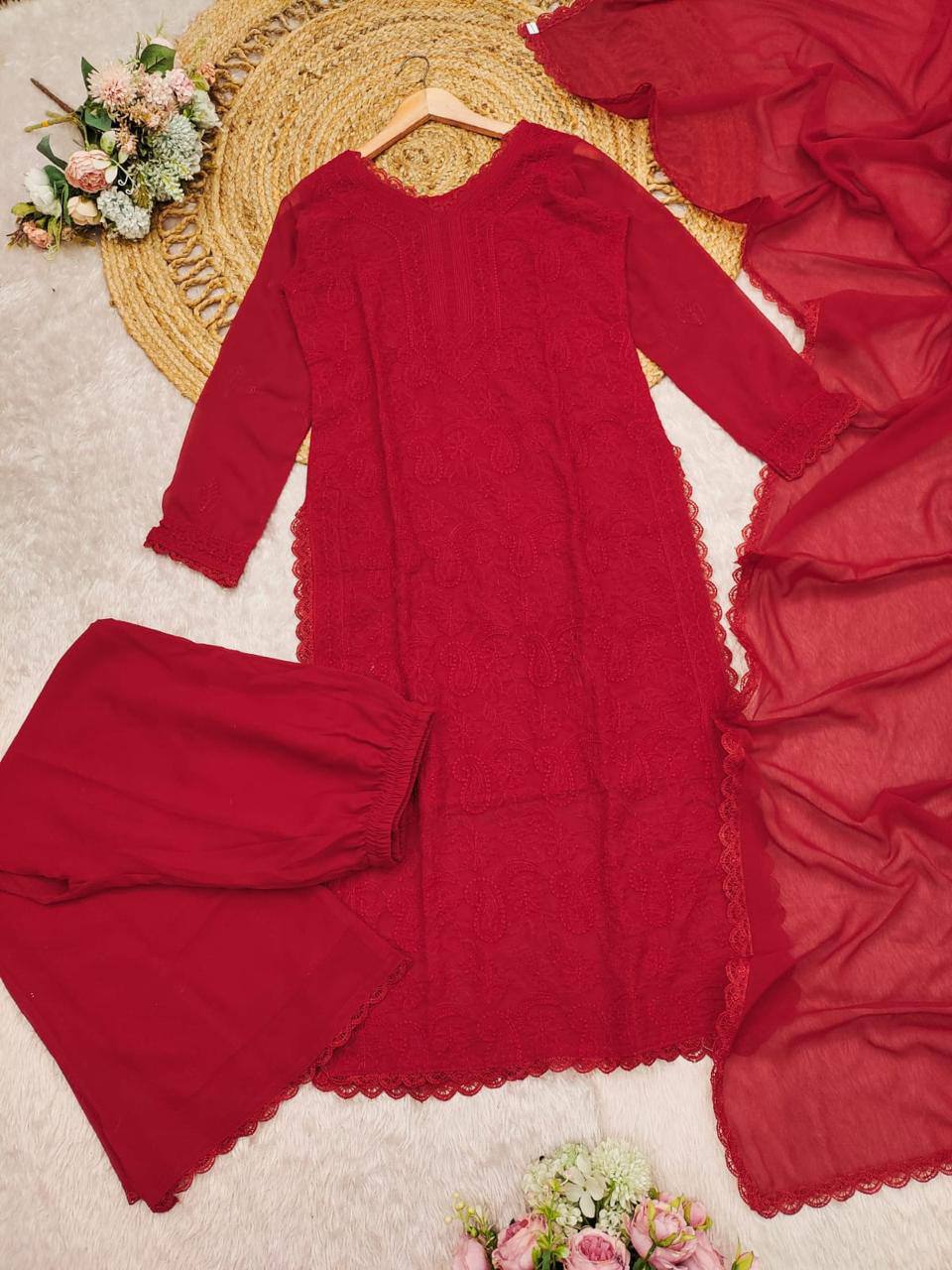 Party Wear Georgette Chikankari Embroidery Suit