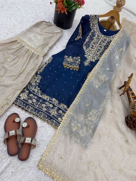 Silk Embroidery Sharara Suit
