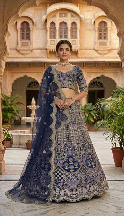 Exquisite Mono Satin Silk Lehenga Choli with Coding and Sequins Work