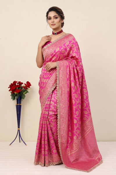 Latest Banarasi Silk Saree with Matching Silk Blouse Piece