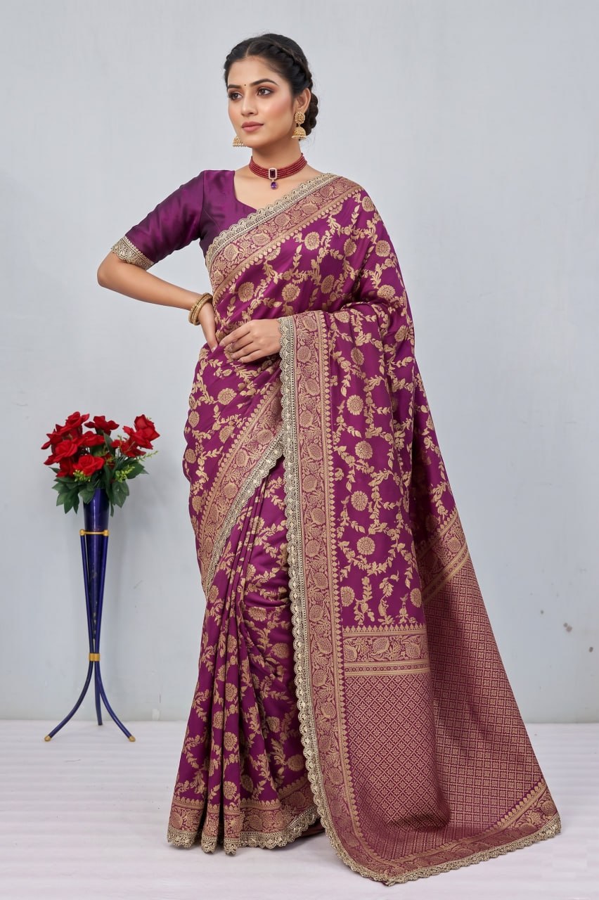 Banarasi Silk Saree Matching Silk Blouse Piece