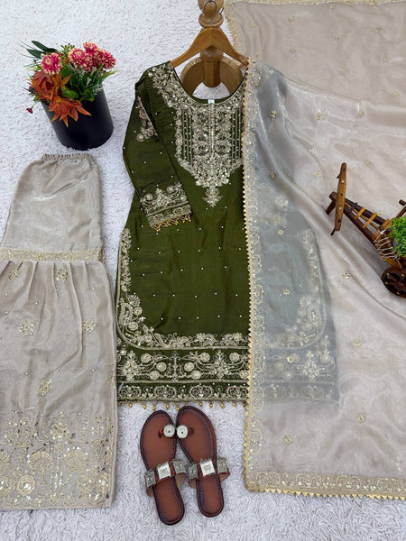 Silk Embroidery Sharara Suit