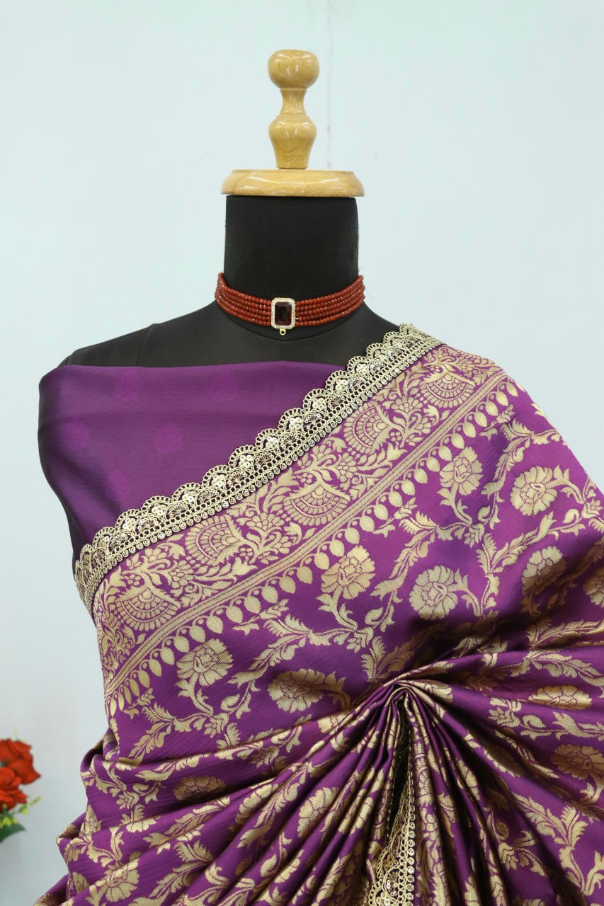 Latest Banarasi Silk Saree with Matching Silk Blouse Piece