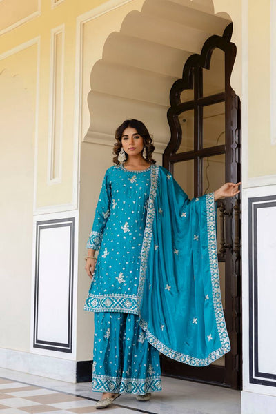Chinon Silk Sequence Work Salwar Suit