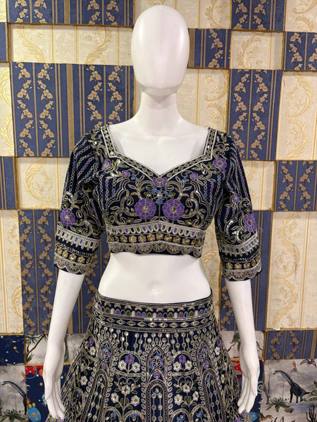 Exquisite Mono Satin Silk Lehenga Choli with Coding and Sequins Work