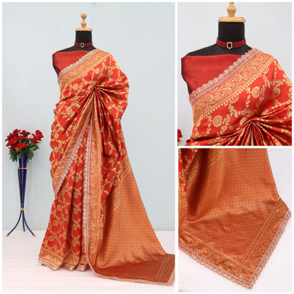Banarasi Silk Saree Matching Silk Blouse Piece