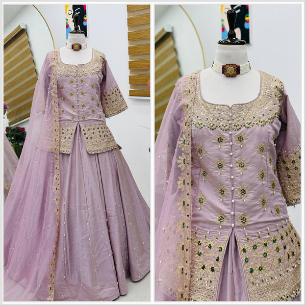 Latest Simmer Silk Moti Sequence Work Lehenga Choli