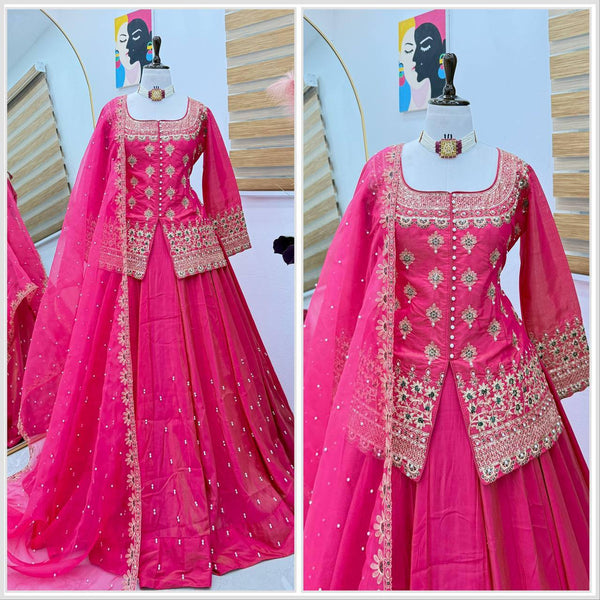Latest Simmer Silk Moti Sequence Work Lehenga Choli