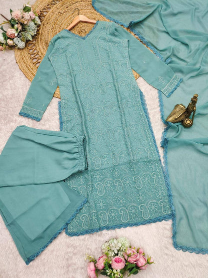 Party Wear Georgette Chikankari Embroidery Suit