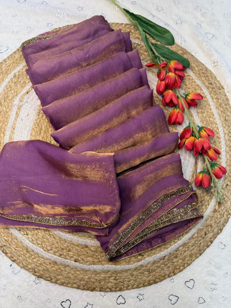 Latest Chiffon Shimmer Cut Dana Hand Work Saree Blouse