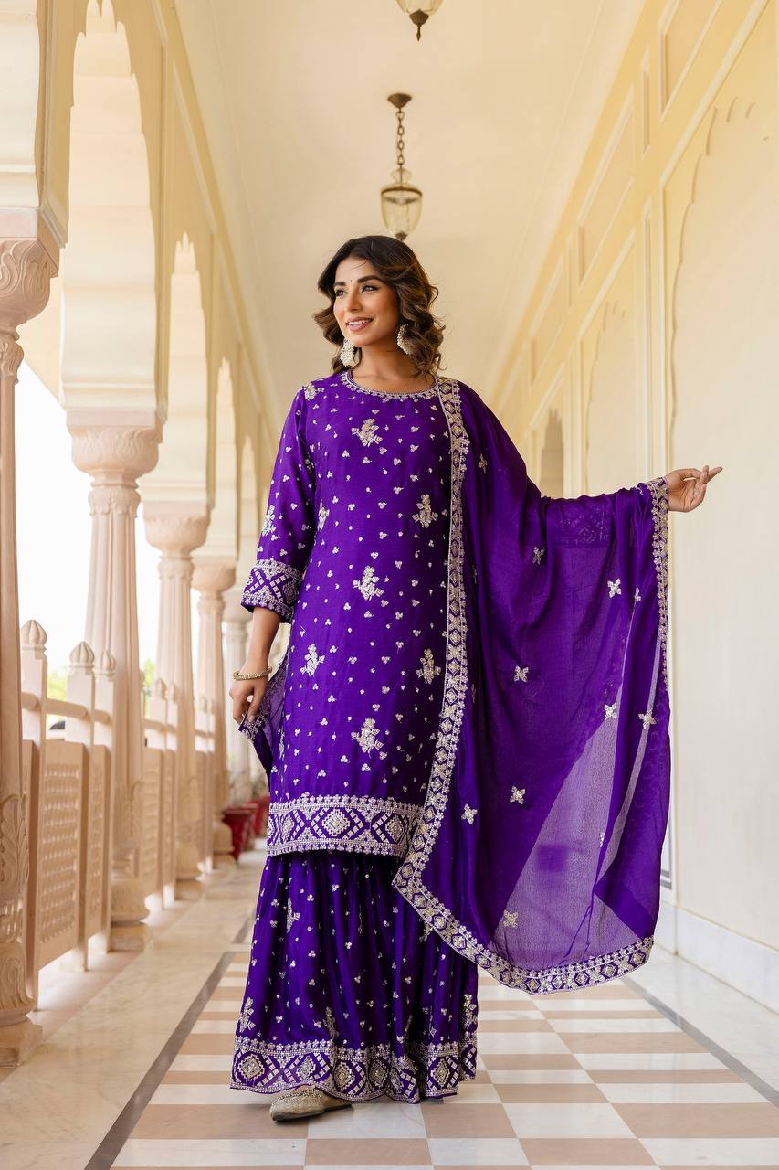 Chinon Silk Sequence Work Salwar Suit