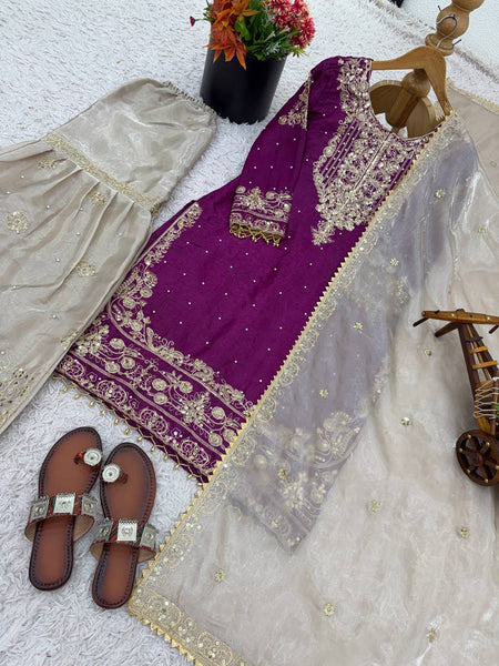 Silk Embroidery Sharara Suit