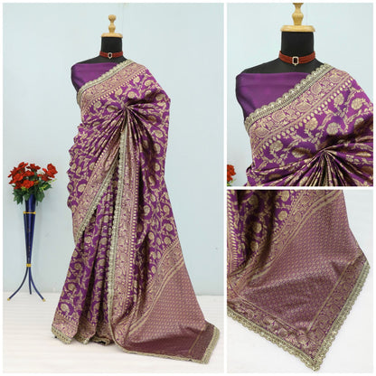 Latest Banarasi Silk Saree with Matching Silk Blouse Piece