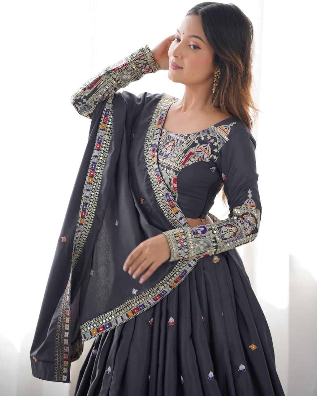 Wedding Wear Crape Silk Sequence Lehenga Choli