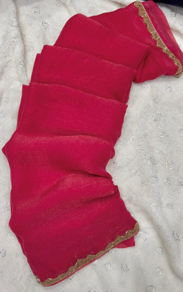 Latest Chiffon Shimmer Cut Dana Hand Work Saree Blouse