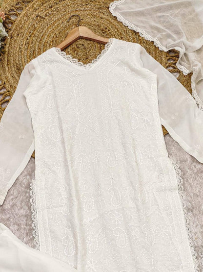 Party Wear Georgette Chikankari Embroidery Suit