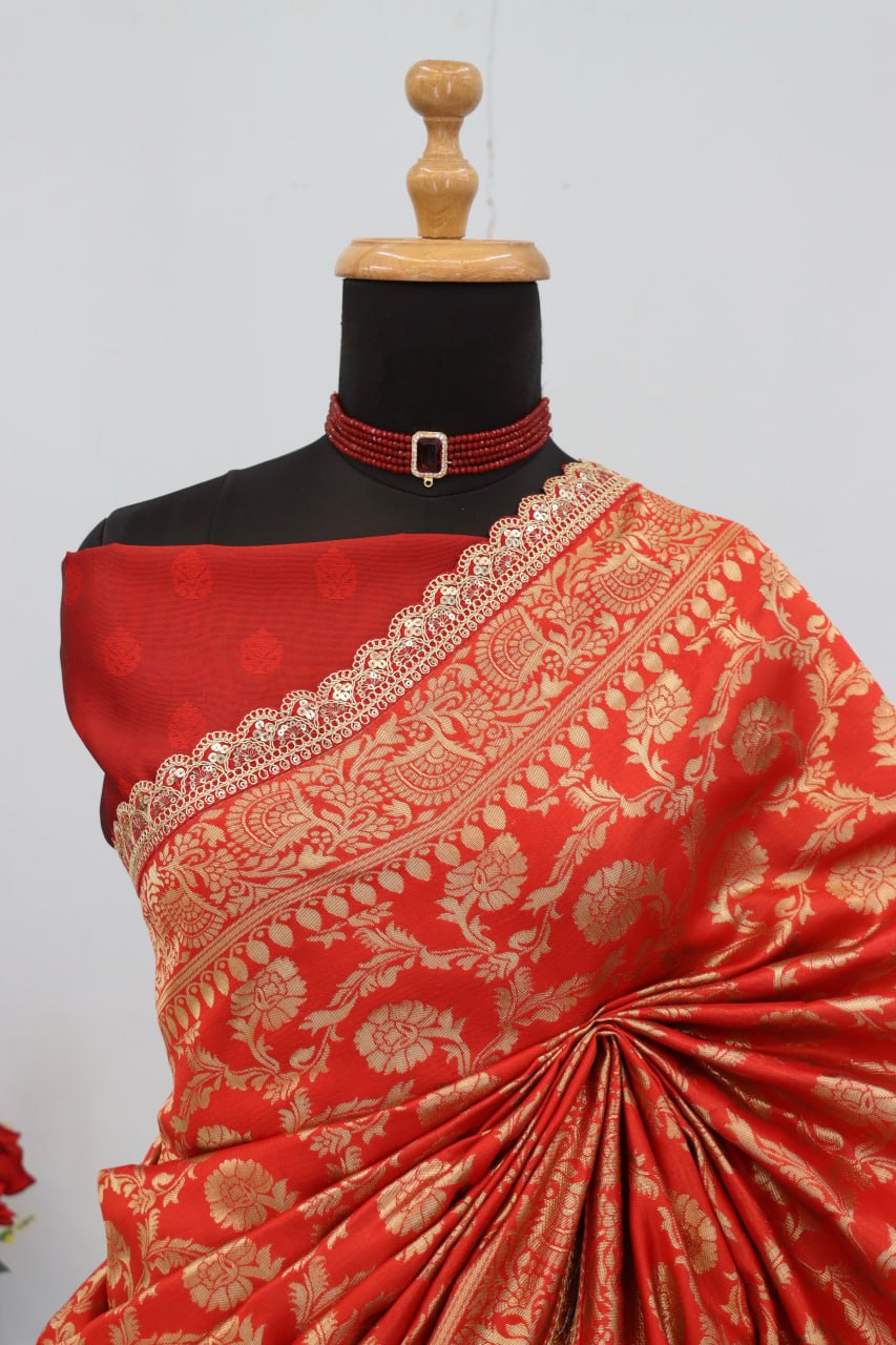 Latest Banarasi Silk Saree with Matching Silk Blouse Piece