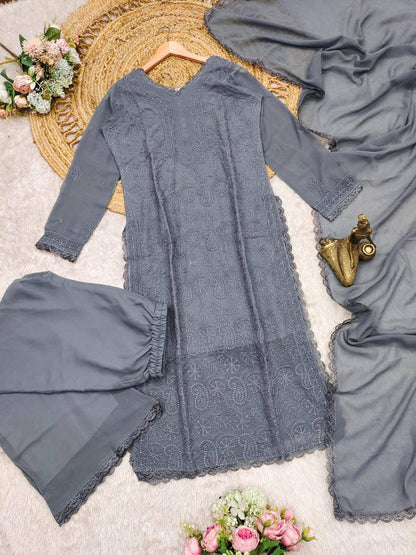 Party Wear Georgette Chikankari Embroidery Suit