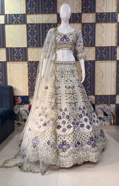 Exquisite Mono Satin Silk Lehenga Choli with Coding and Sequins Work