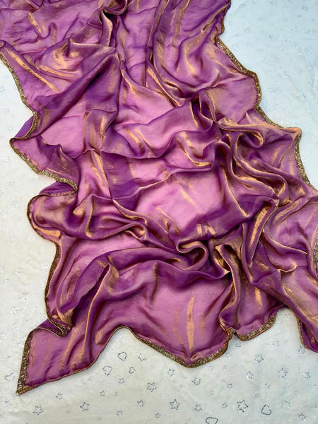 Latest Chiffon Shimmer Cut Dana Hand Work Saree Blouse