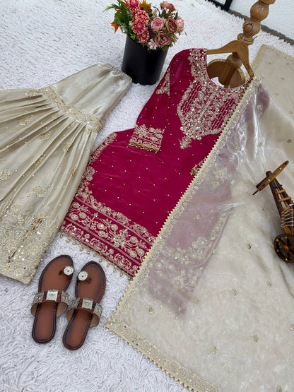Silk Embroidery Sharara Suit