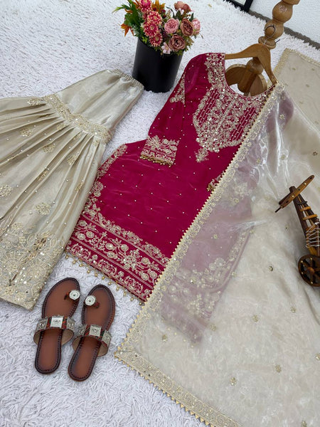 Silk Embroidery Sharara Suit