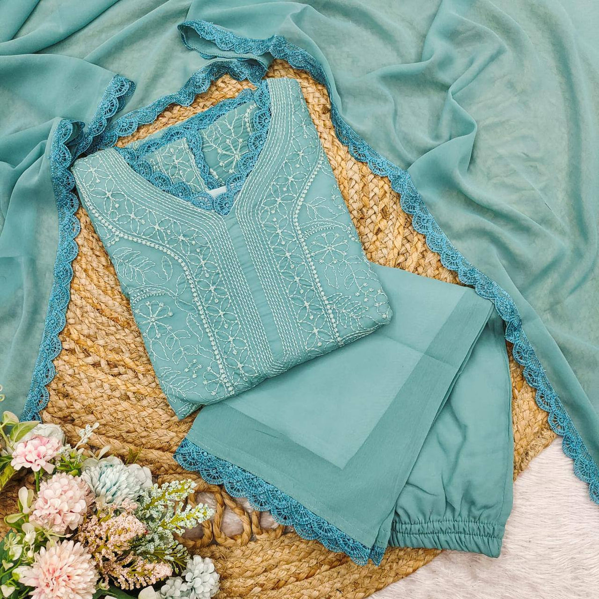 Party Wear Georgette Chikankari Embroidery Suit