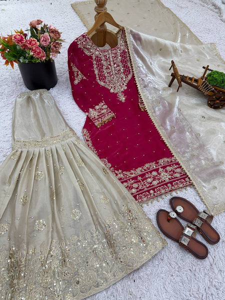 Silk Embroidery Sharara Suit
