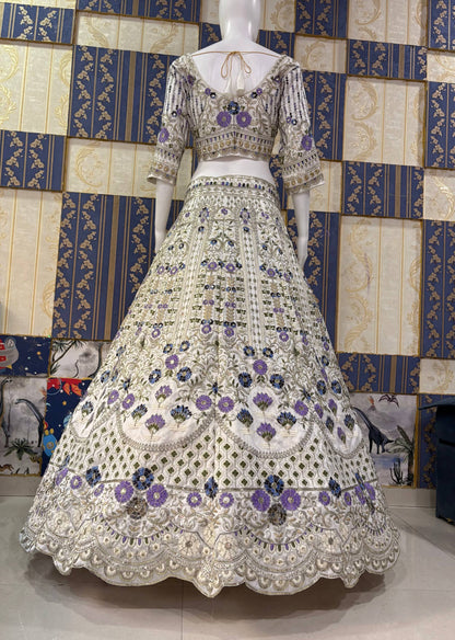 Exquisite Mono Satin Silk Lehenga Choli with Coding and Sequins Work