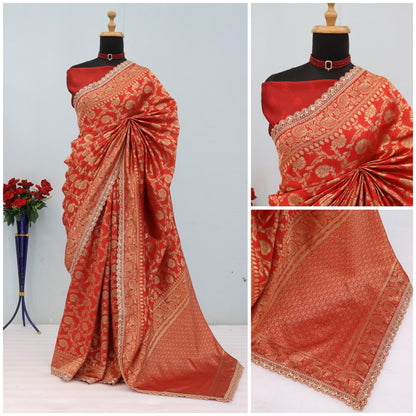 Latest Banarasi Silk Saree with Matching Silk Blouse Piece