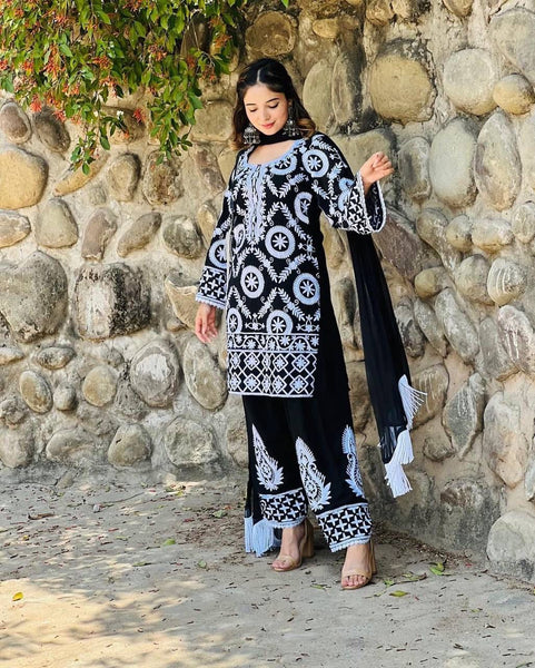 Designer Fancy Black And White Pakistani Salwar Suit