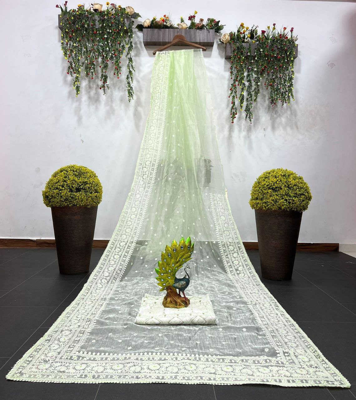 Attractive Organza Silk With Fancy Embroidery Work Saree