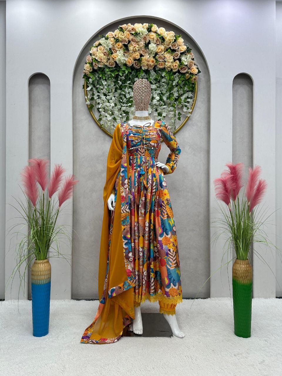 Beautiful Yellow color Digital Printed  Kurta Set with Dupatta