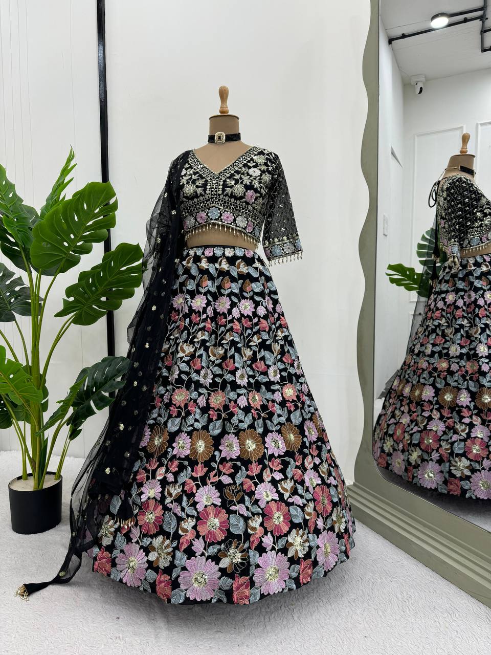 Best Quality Black Color Georgette Sequence Work Lehenga Choli