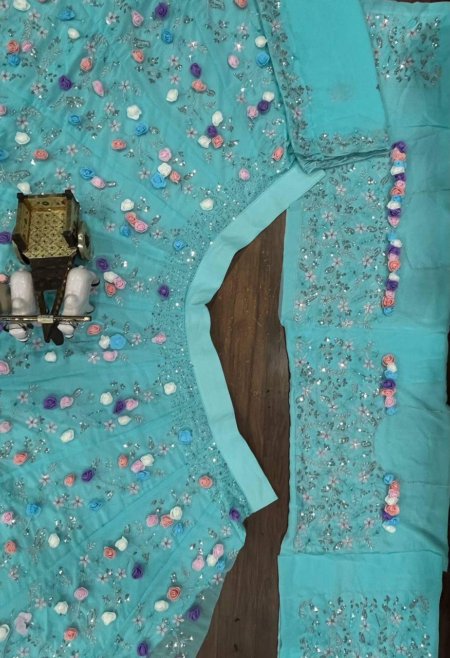 Sky Blue color georgette Lehenga For Women